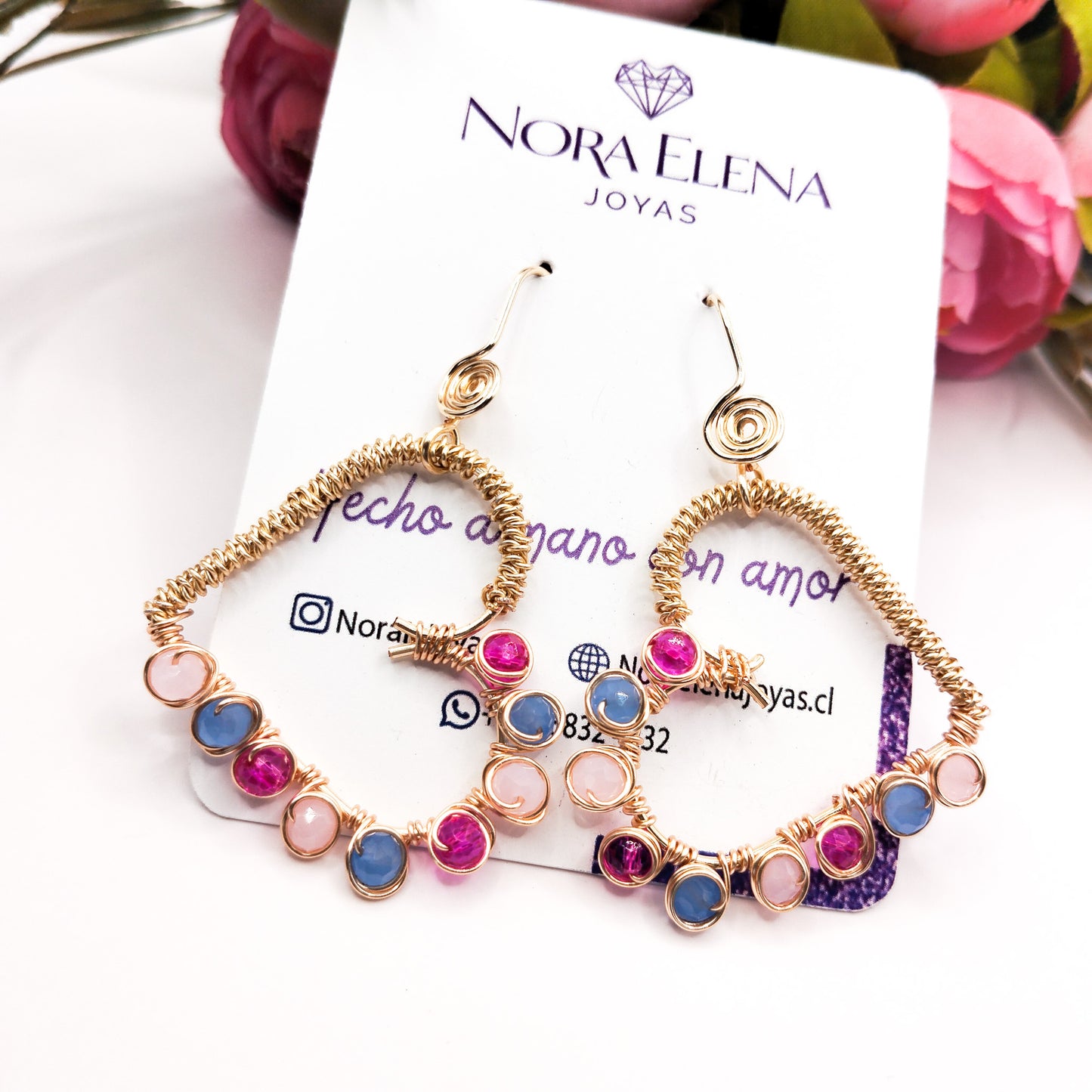 Aros en Forma de Corazón Mitad Entorchado Con Cristales