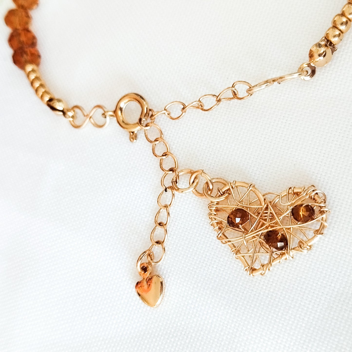 Pulsera Con Cristales, Piedras Ágatas Y Cadena Extensora En Baño de Oro