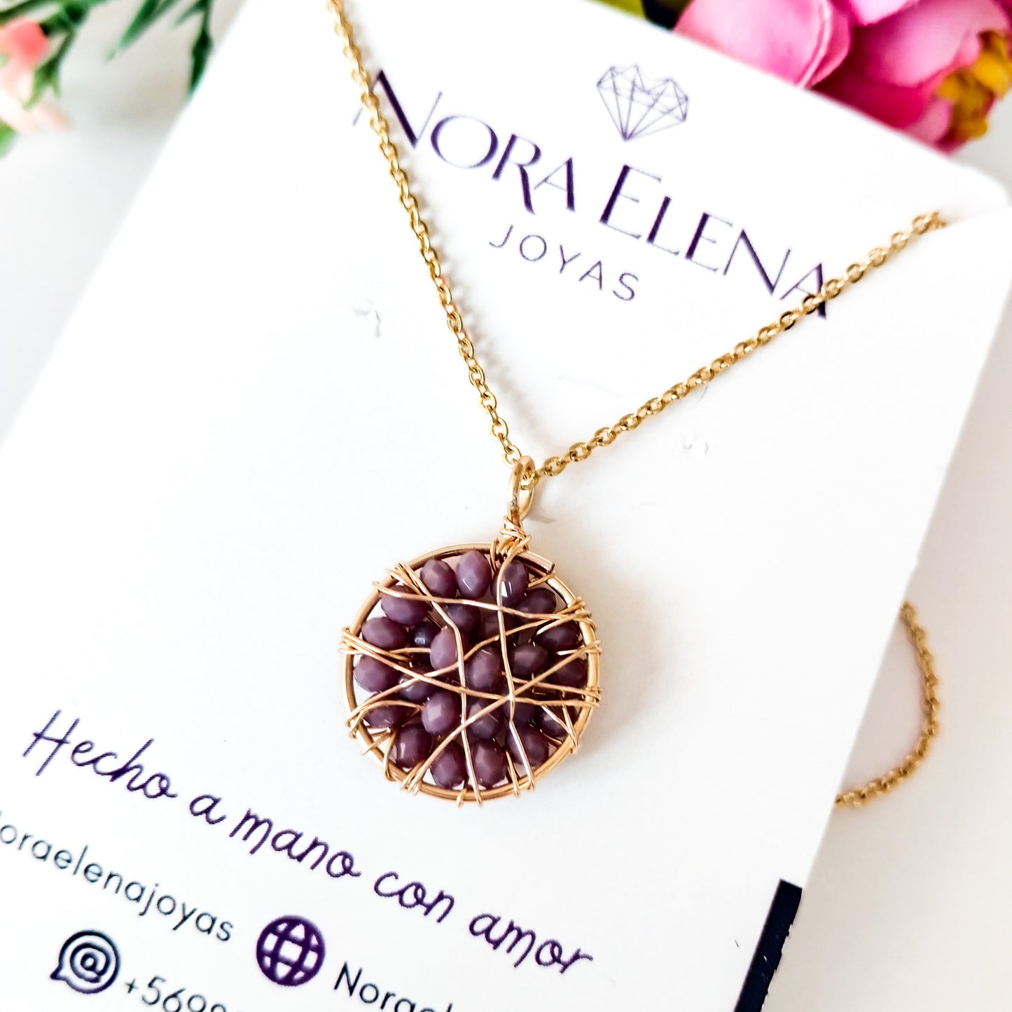 Collares Con Cadena en Baño de Oro Y Pequeño Dije Redondo Relleno Con Cristales