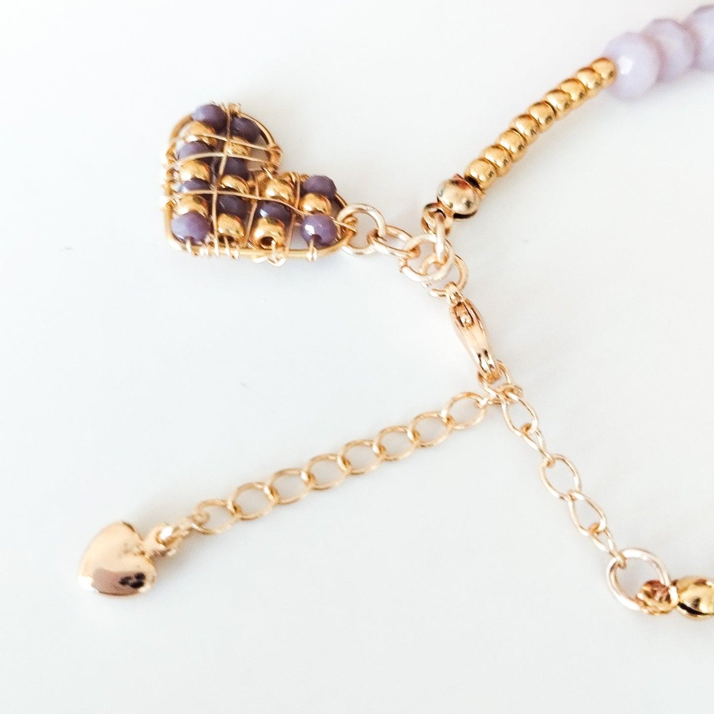 Pulsera Con Cristales, Piedras Ágatas Y Cadena Extensora En Baño de Oro
