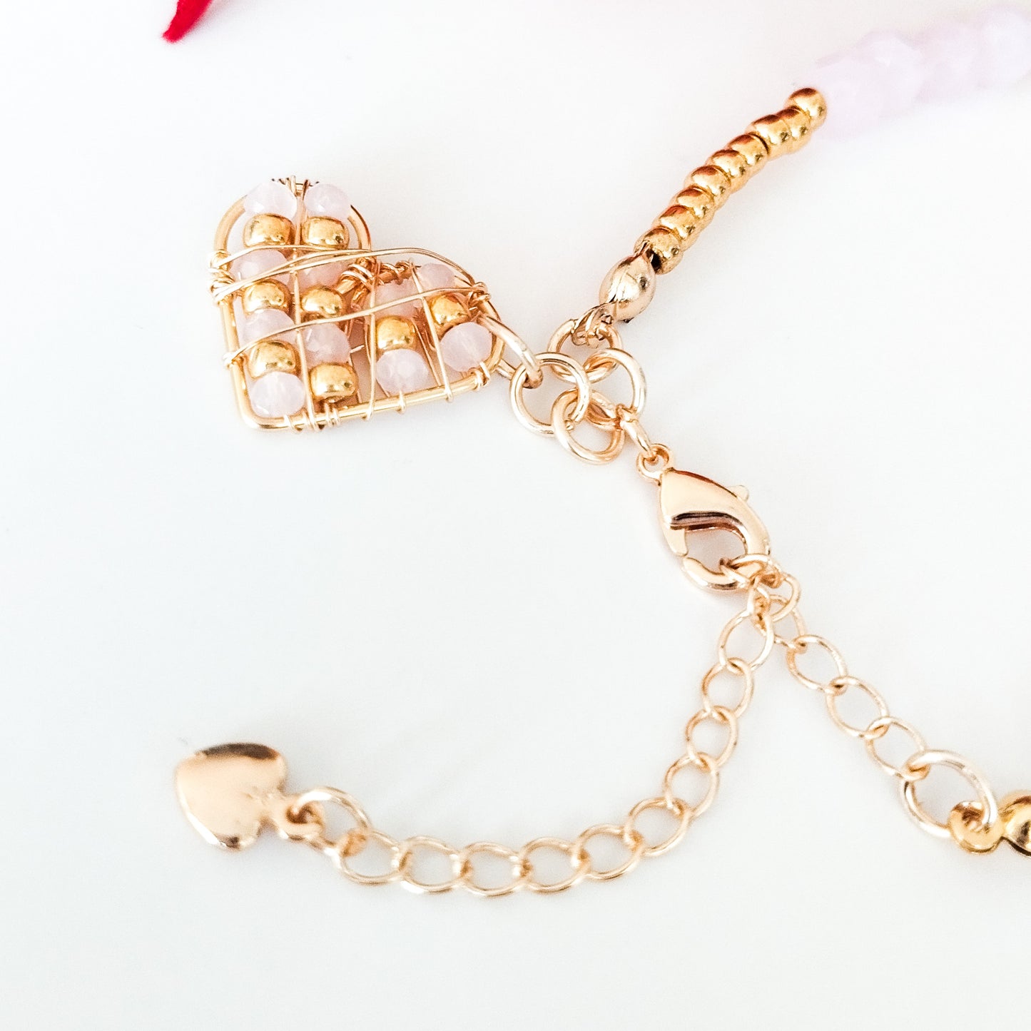 Pulsera Con Cristales, Piedras Ágatas Y Cadena Extensora En Baño de Oro