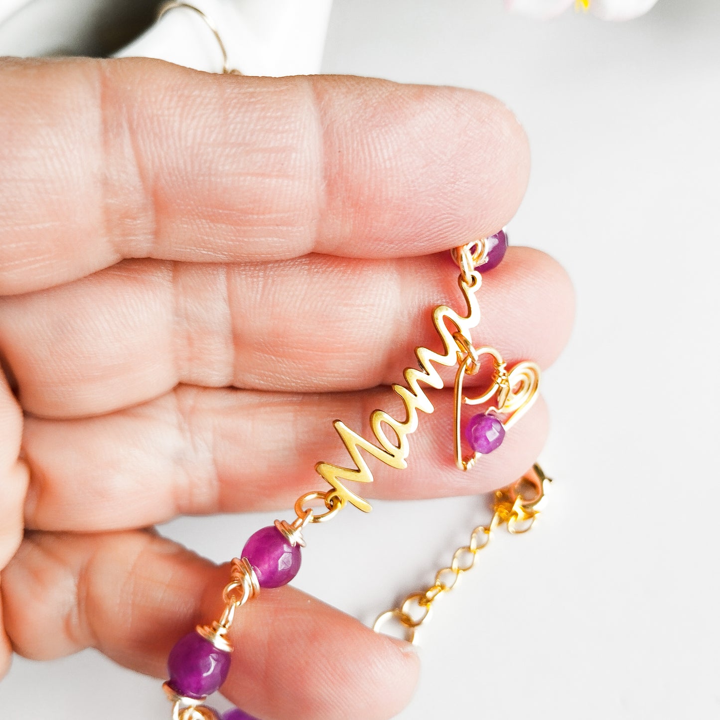 Conjunto Pulsera y Aros del Día de las Madres con Piedras Ágatas y Baño de Oro