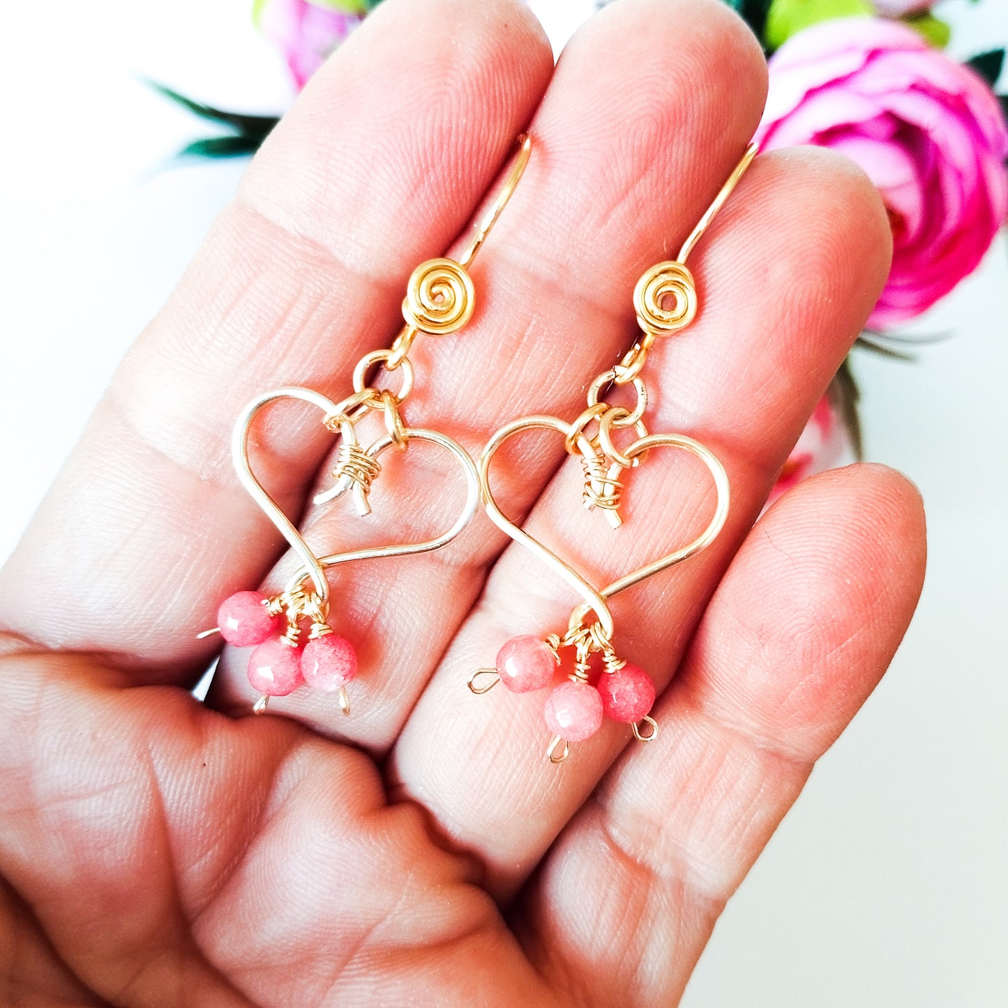 Juego de Collar y Aritos del Día de las Madres en Piedras Ágatas Y Separadores en Forma de Corazón