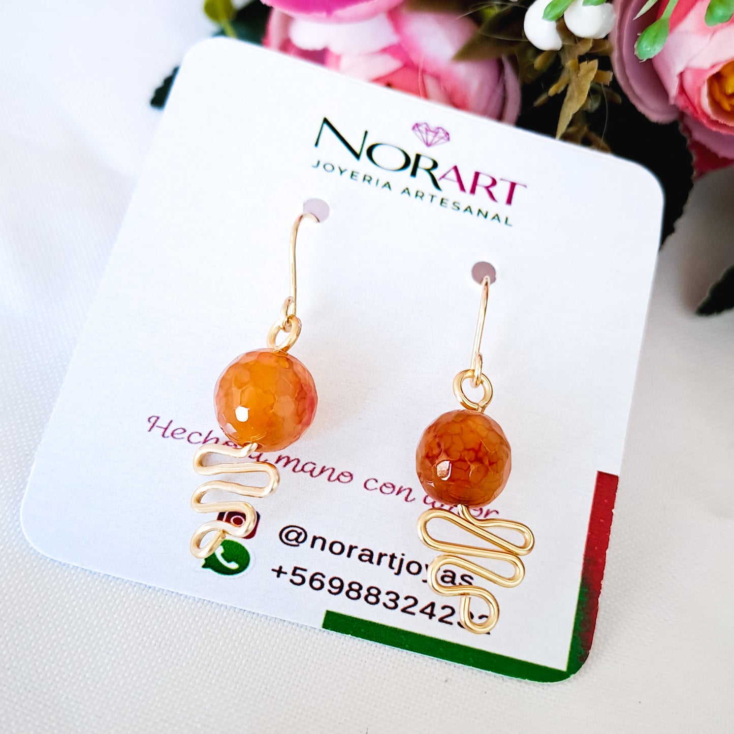 Aros Colgantes Engarzados Con Espiral Plana