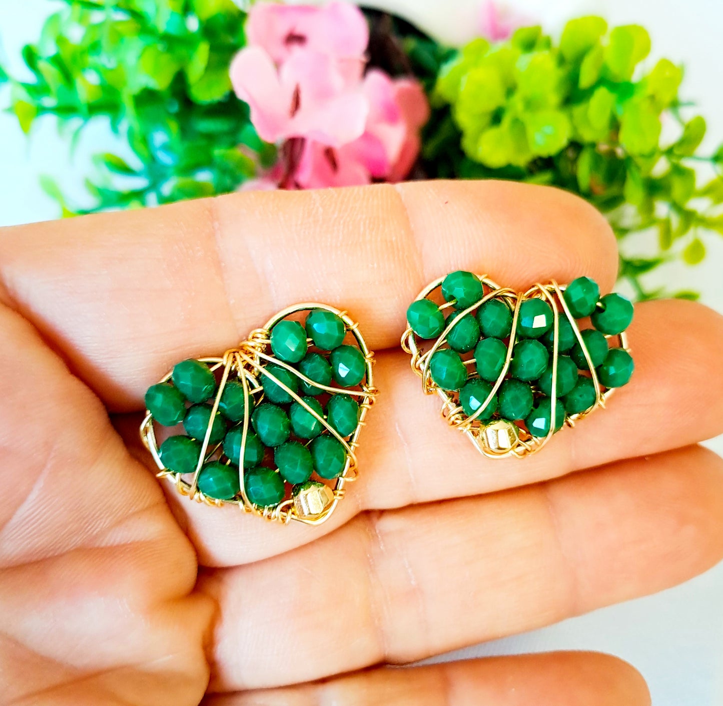 Aros con Forma de Corazón Rellenos con Cristales