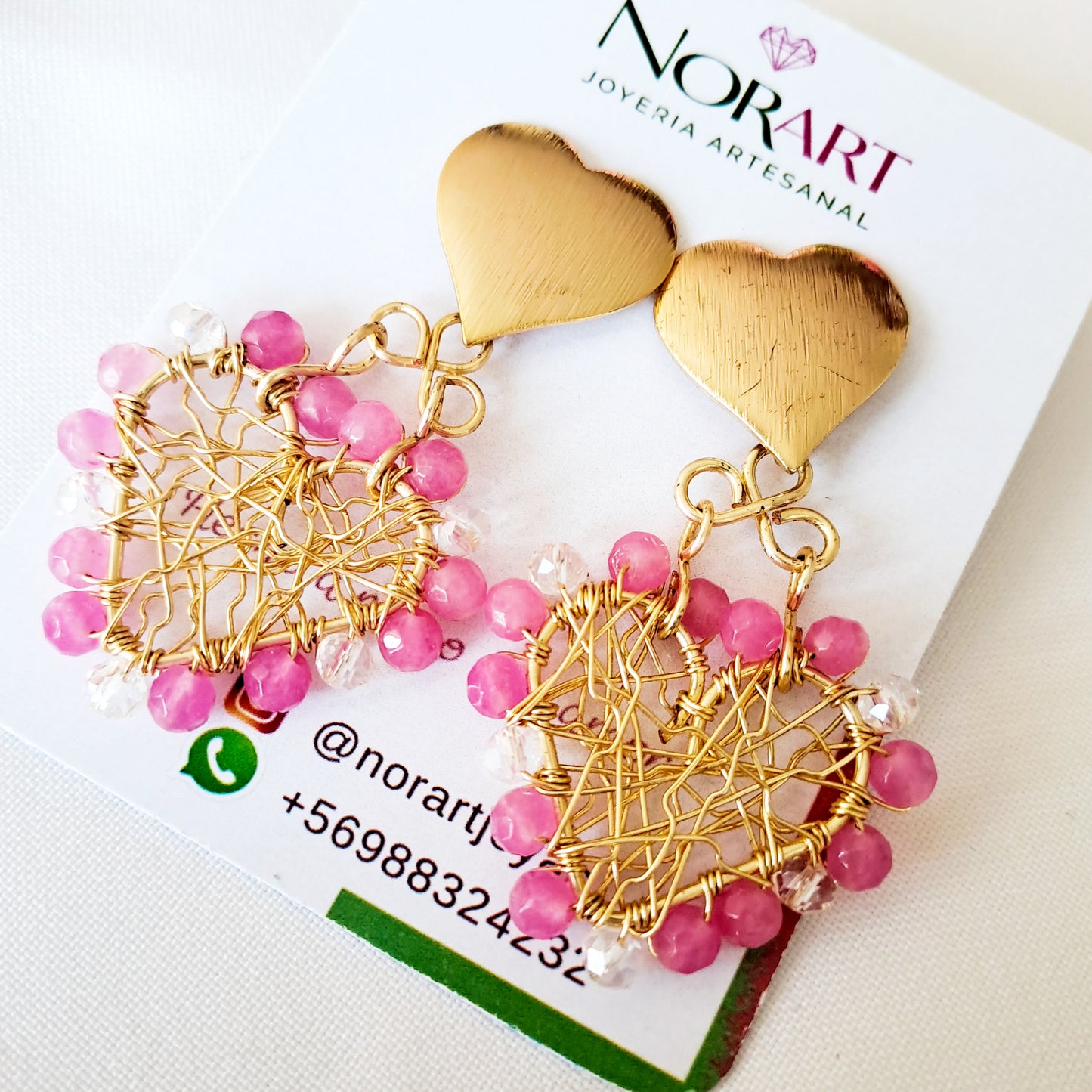 Aros Con Forma de Corazón Y Cristales Entorchados