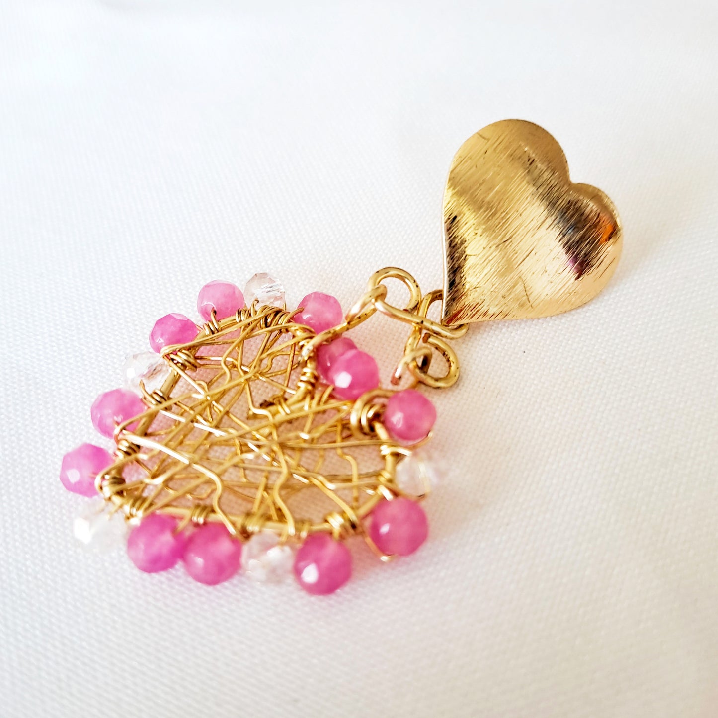 Aros Con Forma de Corazón Y Cristales Entorchados