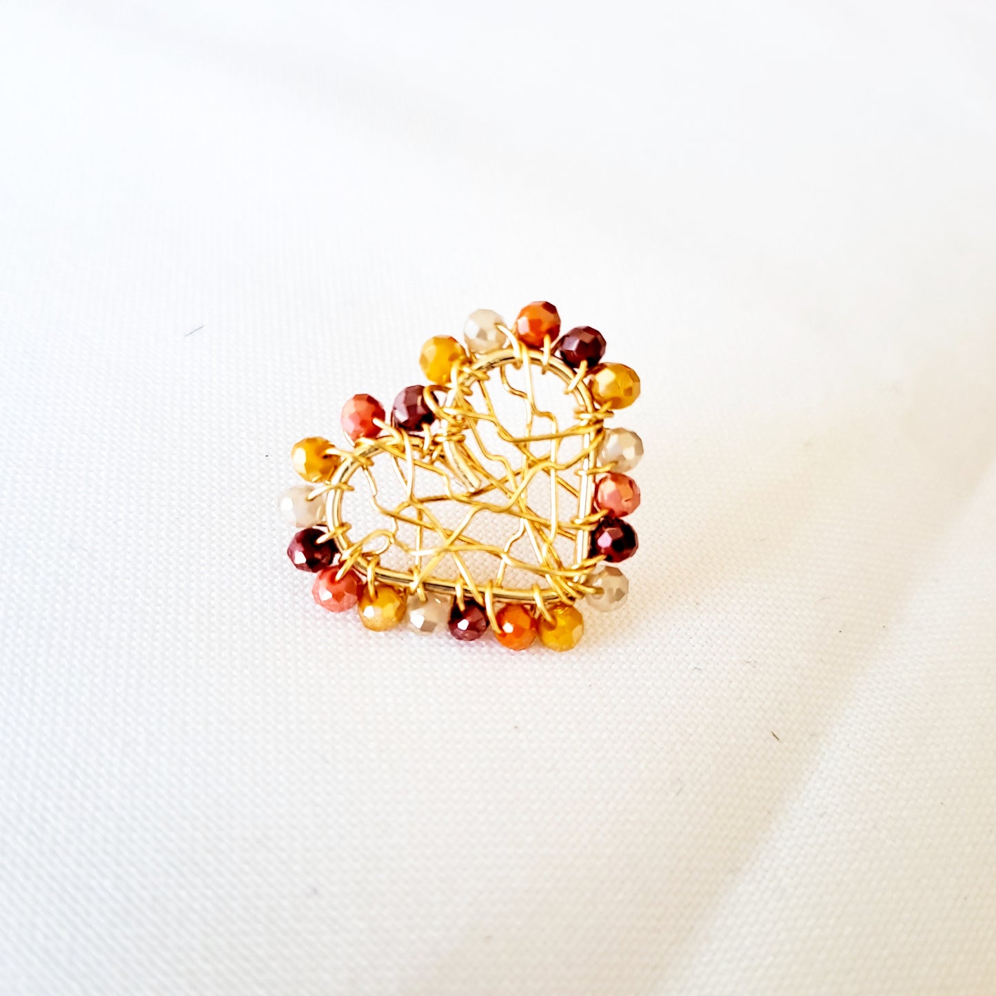 Aros Con Forma de Corazón Bordados Con Cristales Entorchados