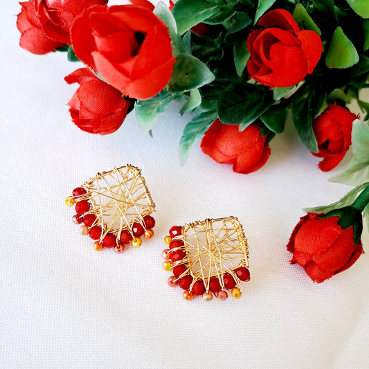 Aros Con Forma Cuadrada Y Cristales Entorchados