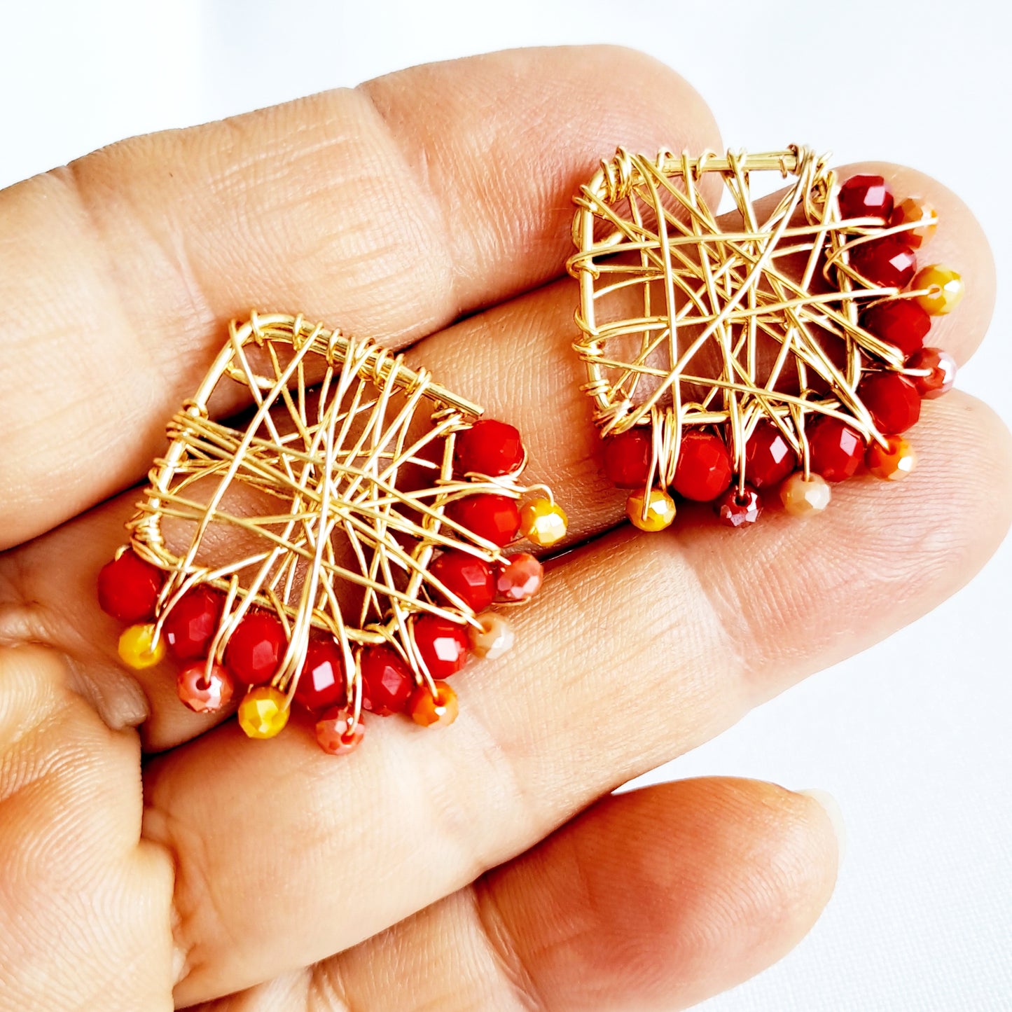 Aros Con Forma Cuadrada Y Cristales Entorchados
