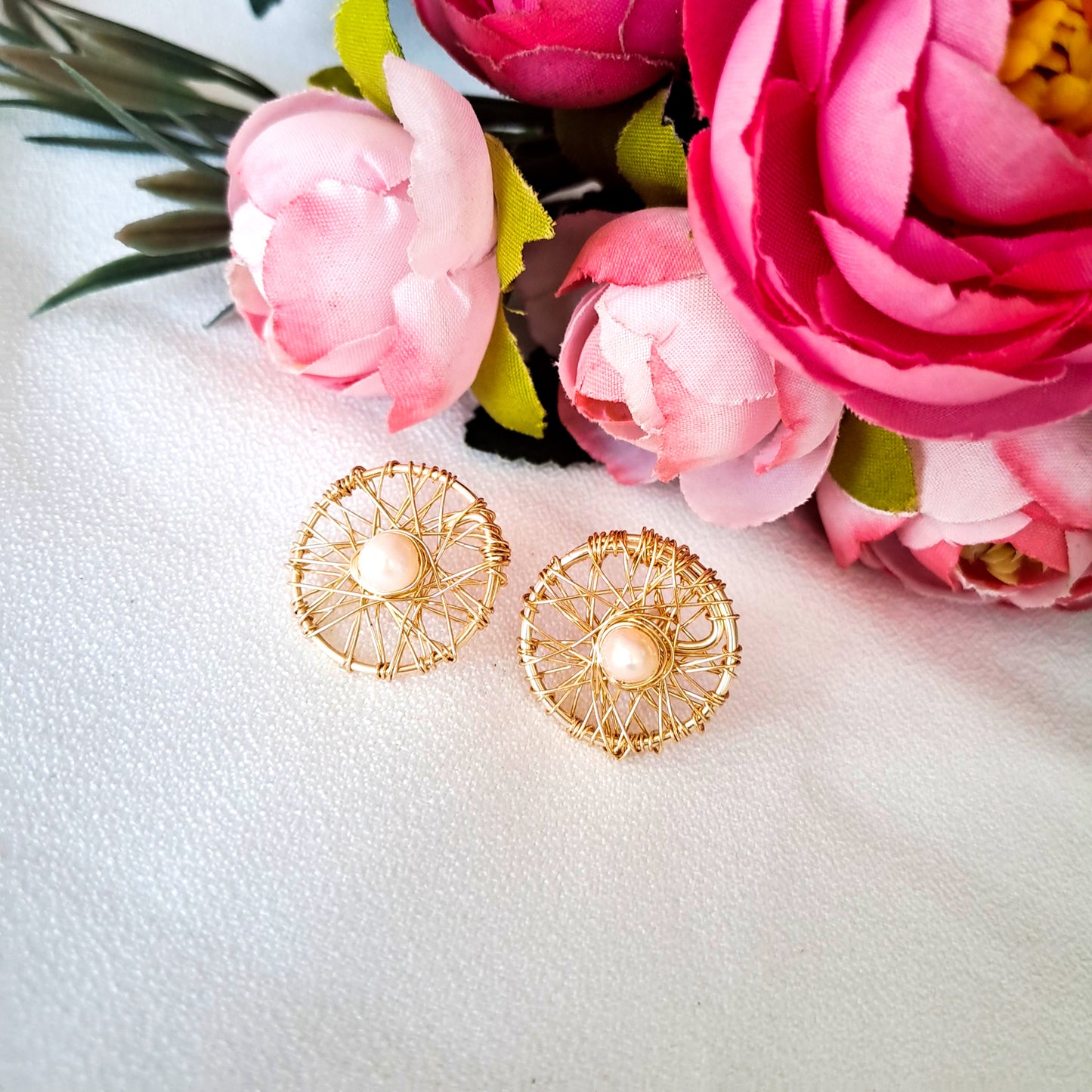 Aros Redondos Con Perlas
