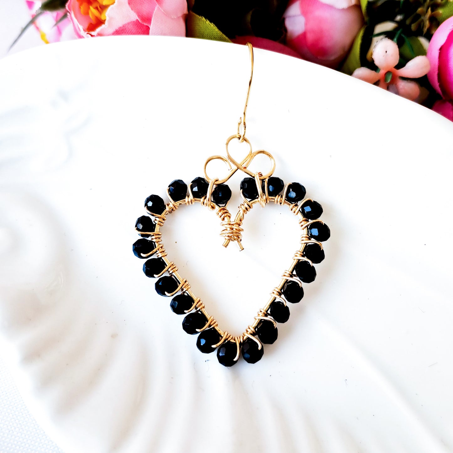 Aros Con Corazón Colgante Entorchado