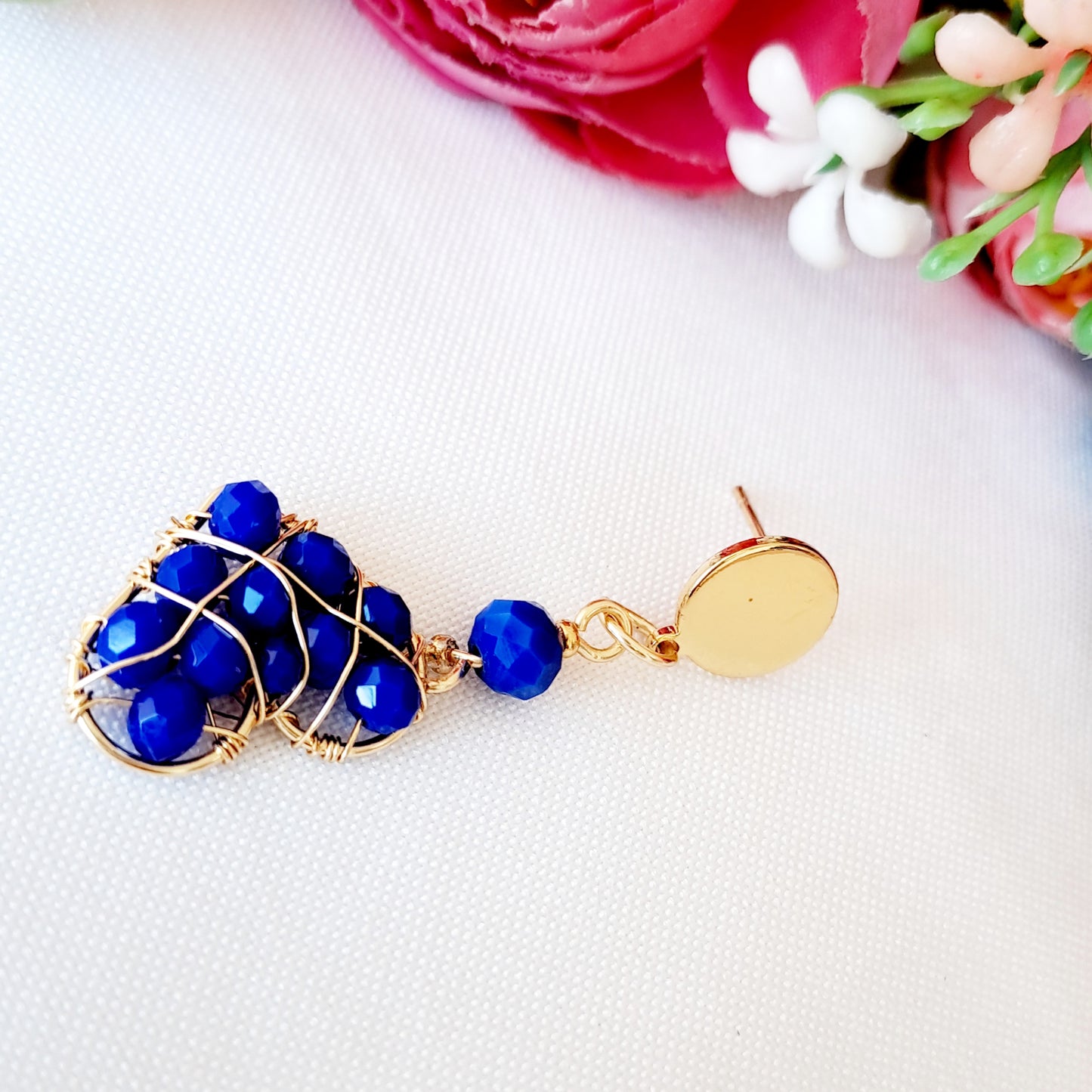 Conjunto de Pulsera Y Aros Con Corazones Entramados En Alambre