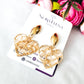 Aros en Baño de Oro Con Forma de Corazón Decorados Con Ondas de Alambre Doble
