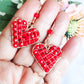 Aros Medianos de Corazón Rellenos Con Cristales Y Pin en Forma de Anzuelo Con Baño de Oro