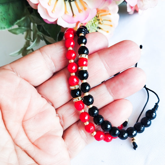 Juego de Pulseras Para Parejas de Ágatas Naturales Y Separadores Con Baño de Oro