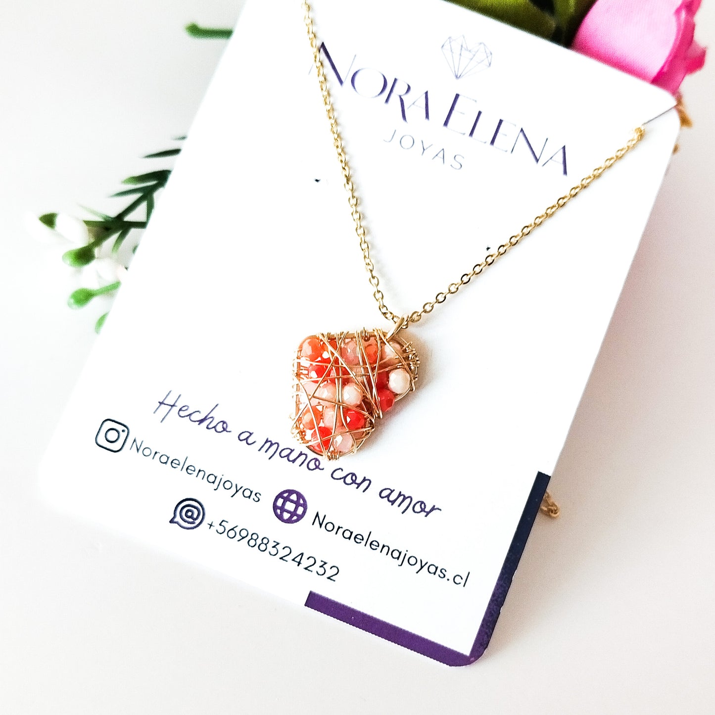 Collar Con Dije en Forma de Corazón Relleno Con Cristales Checos
