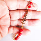 Juego de Pulsera Y Aros Para Mamá Con Agatas Naturales Rojas Y Alambre Bañado en Oro