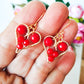 Juego de Pulsera Y Aros Para Mamá Con Agatas Naturales Rojas Y Alambre Bañado en Oro