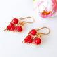 Juego de Pulsera Y Aros Para Mamá Con Agatas Naturales Rojas Y Alambre Bañado en Oro