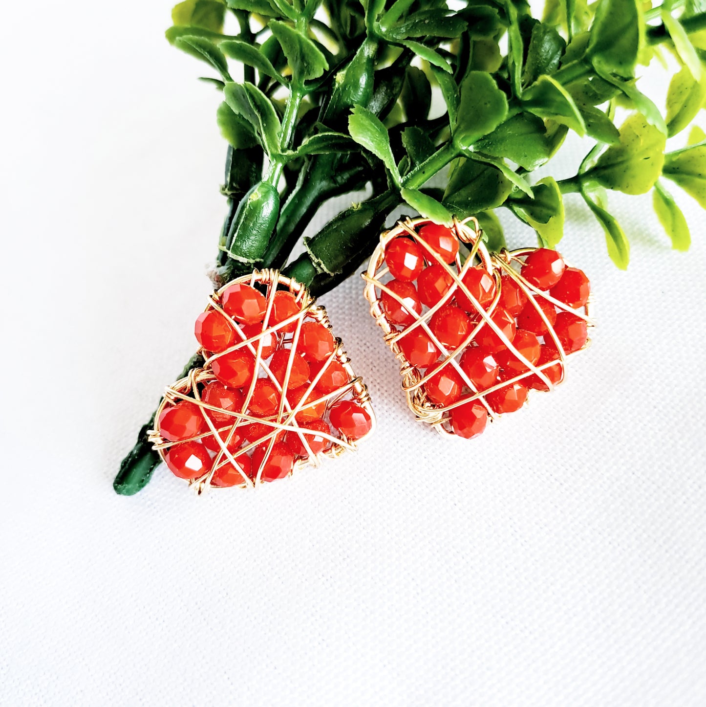 Aros con Forma de Corazón Rellenos con Cristales