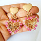 Aros Con Forma de Corazón Y Cristales Entorchados