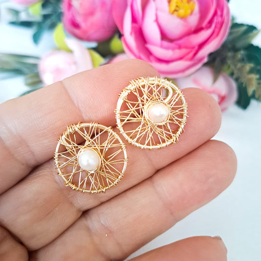 Aros Redondos Con Perlas