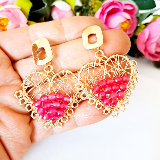 Corazones Grandes Con Ágatas Y Entramados de Alambre