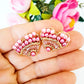 Aros Con Forma de Corazón Rellenos Con Cristales Y Perlas