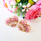 Aros Con Forma de Corazón Rellenos Con Cristales Y Perlas