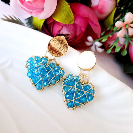Aros Pequeños en Forma de Corazón Rellenos Con Cristales